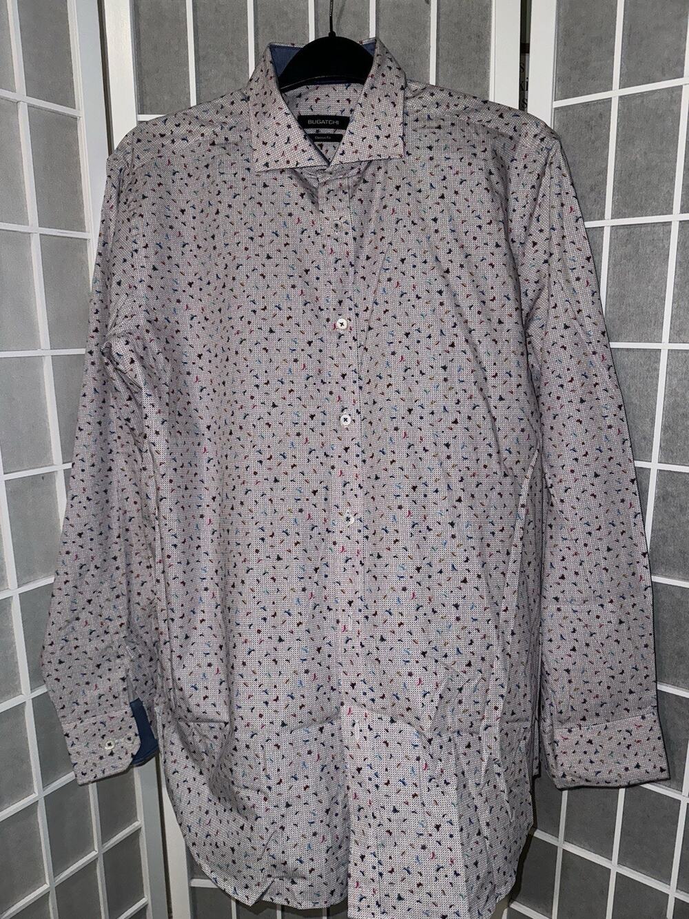 Bugatchi Classic Fit Men's Dress Shirt Size Large Multicolor Animals Button Up